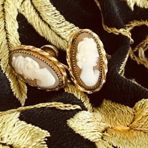 Cameo 12K gold filled earrings